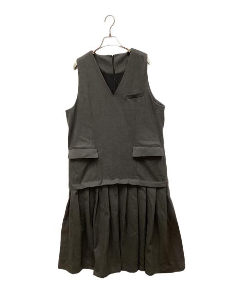 colorer（クロレ）colorer (クロレ) V-neck designed jumper skirt/Ｖネックデザインジャンパースカート グレー サイズ:FREEの古着・服飾アイテム