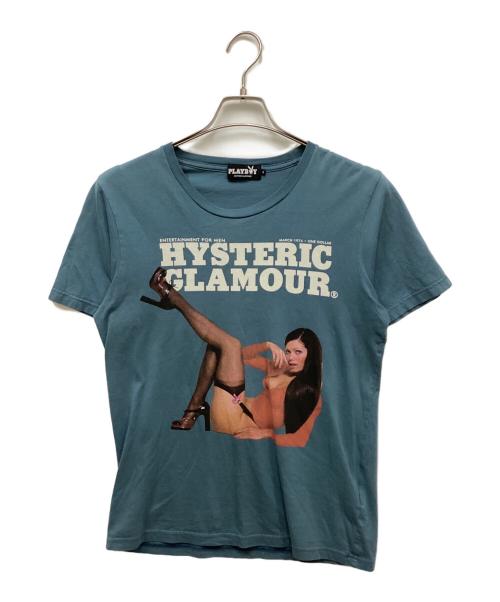 Hysteric Glamour（ヒステリックグラマー）Hysteric Glamour (ヒステリックグラマー) PLAY BOY (プレイボーイ) コラボプリントTシャツ ブルー サイズ:Sの古着・服飾アイテム