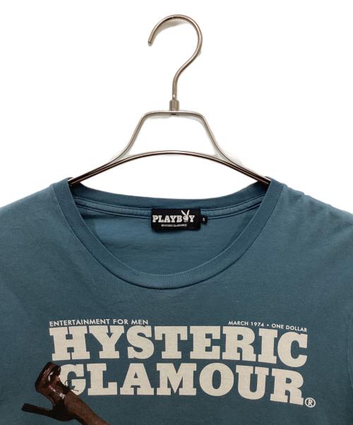 Hysteric Glamour（ヒステリックグラマー）Hysteric Glamour (ヒステリックグラマー) PLAY BOY (プレイボーイ) コラボプリントTシャツ ブルー サイズ:Sの古着・服飾アイテム
