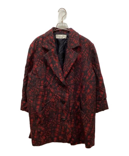 Christian Dior（クリスチャン ディオール）Christian Dior (クリスチャン ディオール) 3Bジャガードテーラードジャケット レッド サイズ:表記無の古着・服飾アイテム