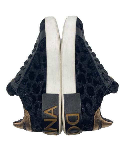 DOLCE & GABBANA（ドルチェ＆ガッバーナ）DOLCE & GABBANA (ドルチェ＆ガッバーナ) Tricolor Lurex Velvet Leopard Portofino Sneakers/レオパードスニーカー ブラック サイズ:36の古着・服飾アイテム