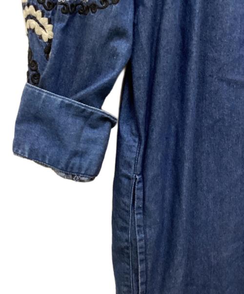 ne quittez pas（ヌキテパ）ne quittez pas (ヌキテパ) 刺繍シャツワンピース インディゴ サイズ:Freeの古着・服飾アイテム