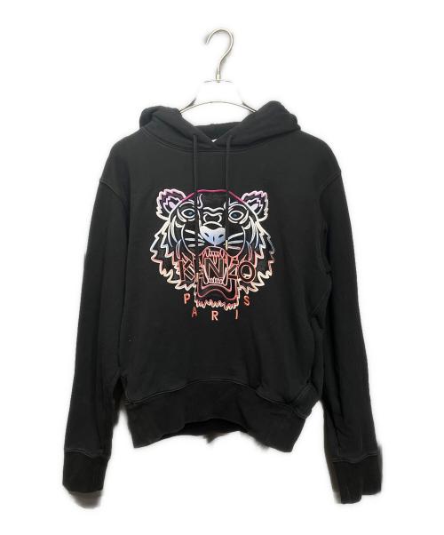 KENZO（ケンゾー）KENZO (ケンゾー) TIGER LOGO HOODIE/タイガーロゴ刺繍フーディー ブラック サイズ:Mの古着・服飾アイテム