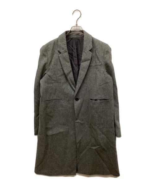 UNDERCOVER（アンダーカバー）UNDERCOVER (アンダーカバー) ウールフラノバックプリントチェスターコート グレー サイズ:2の古着・服飾アイテム