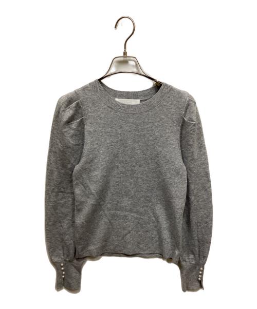 NOLLEY'S sophi（ノーリーズソフィー）NOLLEY'S sophi (ノーリーズソフィー) 袖口パールクルーネックプルオーバーニット グレー サイズ:38の古着・服飾アイテム