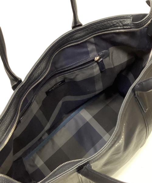 BLACK LABEL CRESTBRIDGE（ブラックレーベル クレストブリッジ）BLACK LABEL CRESTBRIDGE (ブラックレーベル クレストブリッジ) レザートートバッグ ネイビーの古着・服飾アイテム