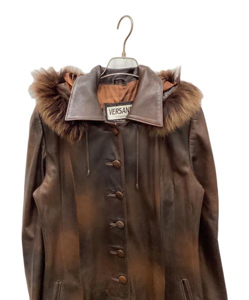 VAERSANE COLLECTION by PETROL（ペトロール）VAERSANE COLLECTION by PETROL (ペトロール) グラデーション加工スーパーロングレザーコート ブラウン サイズ:Mの古着・服飾アイテム
