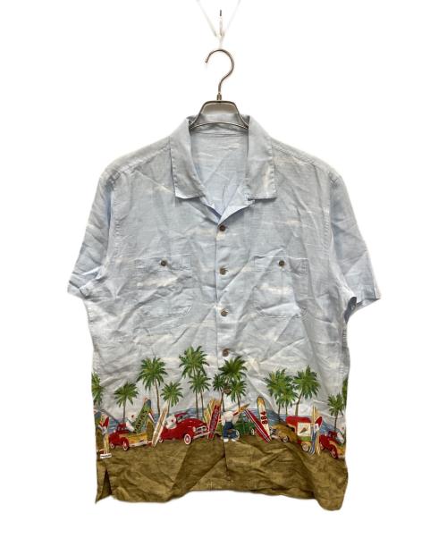 PAPAS（パパス）PAPAS (パパス) リネンアロハシャツ ブルー サイズ:Freeの古着・服飾アイテム