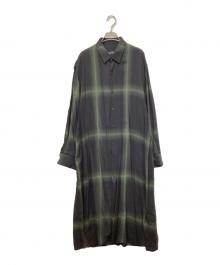 LAD MUSICIAN（ラッドミュージシャン）の古着「MODAL TWILL OMBRE CHECK LONG SHIRT」｜ブラック×グリーン