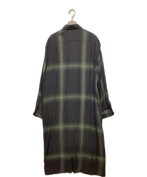 LAD MUSICIAN（ラッドミュージシャン）LAD MUSICIAN (ラッドミュージシャン) MODAL TWILL OMBRE CHECK LONG SHIRT ブラック×グリーン サイズ:42の古着・服飾アイテム