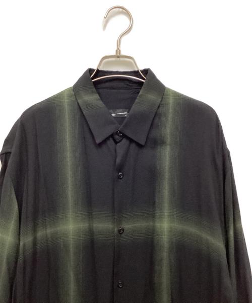LAD MUSICIAN（ラッドミュージシャン）LAD MUSICIAN (ラッドミュージシャン) MODAL TWILL OMBRE CHECK LONG SHIRT ブラック×グリーン サイズ:42の古着・服飾アイテム