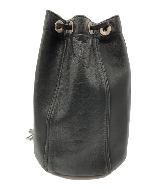 +HOBO+（ホボ）+HOBO+ (ホボ) DRAWSTRING POUCH COW LEATHER(ドロウストリングパッチカウレザーバッグ) ブラックの古着・服飾アイテム