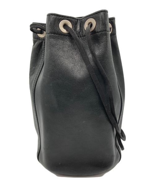 +HOBO+（ホボ）+HOBO+ (ホボ) DRAWSTRING POUCH COW LEATHER(ドロウストリングパッチカウレザーバッグ) ブラックの古着・服飾アイテム