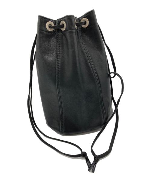 +HOBO+（ホボ）+HOBO+ (ホボ) DRAWSTRING POUCH COW LEATHER(ドロウストリングパッチカウレザーバッグ) ブラックの古着・服飾アイテム