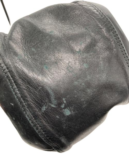 +HOBO+（ホボ）+HOBO+ (ホボ) DRAWSTRING POUCH COW LEATHER(ドロウストリングパッチカウレザーバッグ) ブラックの古着・服飾アイテム