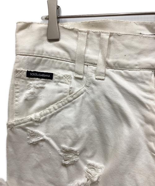 DOLCE & GABBANA（ドルチェ＆ガッバーナ）DOLCE & GABBANA (ドルチェ＆ガッバーナ) ダメージ加工デニムパンツ ホワイト サイズ:46の古着・服飾アイテム