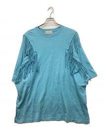 AMBERGLEAM（アンバーグリーム）の古着「Fringe Panel CutT-Shirt フリンジパネルカットティーシャツ」｜ブルー