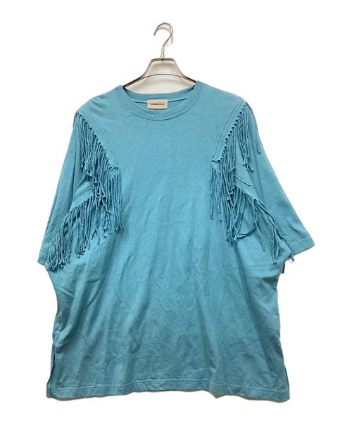 AMBERGLEAM（アンバーグリーム）AMBERGLEAM (アンバーグリーム) Fringe Panel CutT-Shirt フリンジパネルカットティーシャツ ブルー サイズ:XLの古着・服飾アイテム