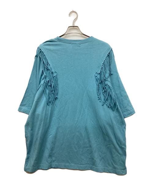 AMBERGLEAM（アンバーグリーム）AMBERGLEAM (アンバーグリーム) Fringe Panel CutT-Shirt フリンジパネルカットティーシャツ ブルー サイズ:XLの古着・服飾アイテム