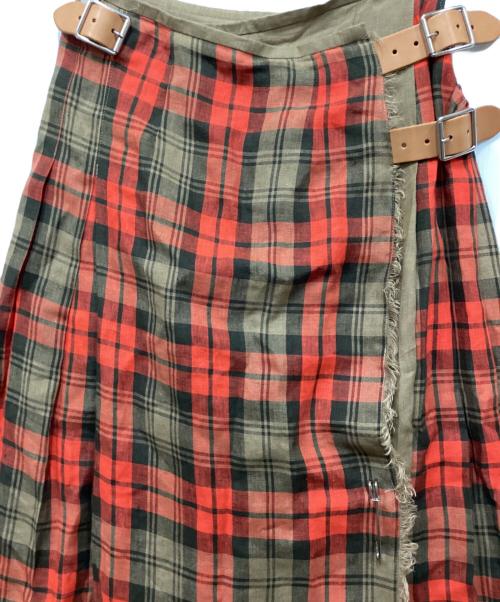 O'NEIL OF DUBLIN（オニールオブダブリン）O'NEIL OF DUBLIN (オニールオブダブリン) リネンラップロングスカート レッド サイズ:GB8の古着・服飾アイテム