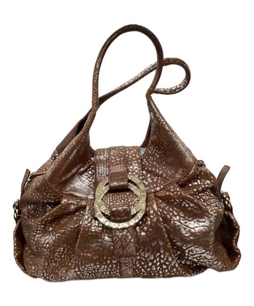 BVLGARI（ブルガリ）BVLGARI (ブルガリ) ハンドバッグ ブラウン×シルバーの古着・服飾アイテム