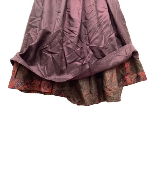 Christian Dior（クリスチャン ディオール）Christian Dior (クリスチャン ディオール) シルク混花柄ジャガードスカート レッド サイズ:9の古着・服飾アイテム