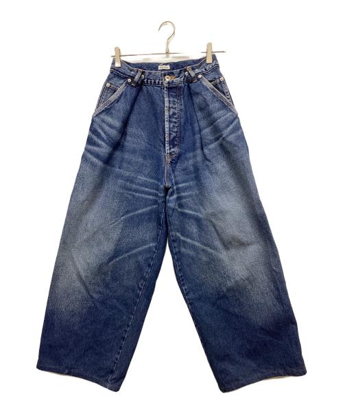 INSCRIRE（アンスクリア）INSCRIRE (アンスクリア) Denim Tuck Wide Pants/デニムタックワイドパンツ インディゴ サイズ:30の古着・服飾アイテム