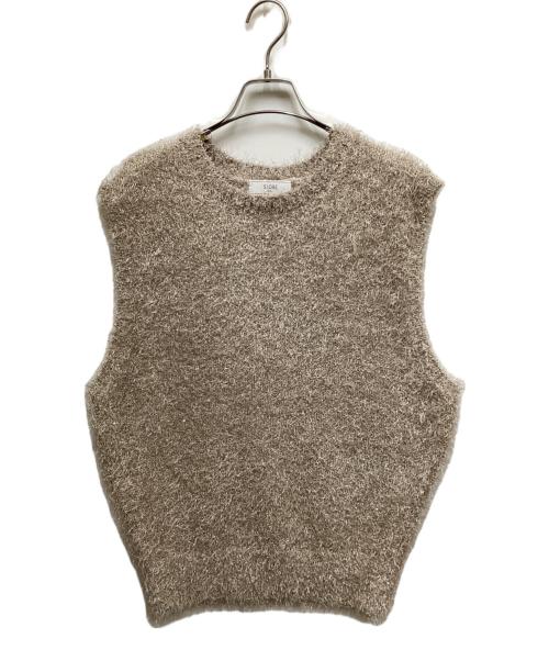 SLOBE IENA（スローブ イエナ）SLOBE IENA (スローブ イエナ) ラメフェザーニットベスト グレー サイズ:FREEの古着・服飾アイテム