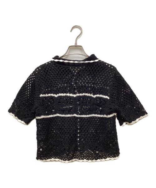 CASA FLINE（カーサフライン）CASA FLINE (カーサフライン) HAND CROCHET KNIT CARDIGAN/ハンドクロシェニットカーディガン  ブラック サイズ:FREEの古着・服飾アイテム