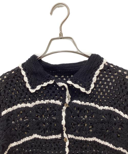CASA FLINE（カーサフライン）CASA FLINE (カーサフライン) HAND CROCHET KNIT CARDIGAN/ハンドクロシェニットカーディガン  ブラック サイズ:FREEの古着・服飾アイテム