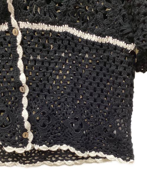 CASA FLINE（カーサフライン）CASA FLINE (カーサフライン) HAND CROCHET KNIT CARDIGAN/ハンドクロシェニットカーディガン  ブラック サイズ:FREEの古着・服飾アイテム