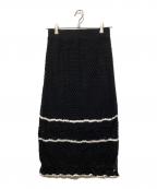 CASA FLINEカーサフライン）の古着「ハンドクロシェニットスカート」｜ブラック