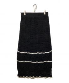 CASA FLINE（カーサフライン）の古着「ハンドクロシェニットスカート」｜ブラック