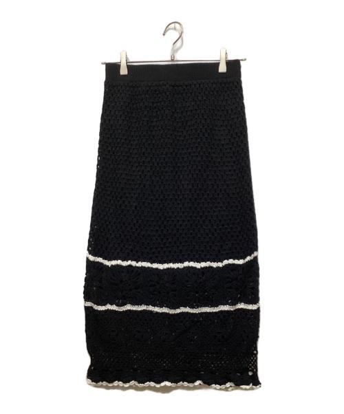 CASA FLINE（カーサフライン）CASA FLINE (カーサフライン) ハンドクロシェニットスカート ブラック サイズ:FREEの古着・服飾アイテム