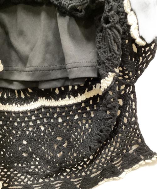 CASA FLINE（カーサフライン）CASA FLINE (カーサフライン) ハンドクロシェニットスカート ブラック サイズ:FREEの古着・服飾アイテム