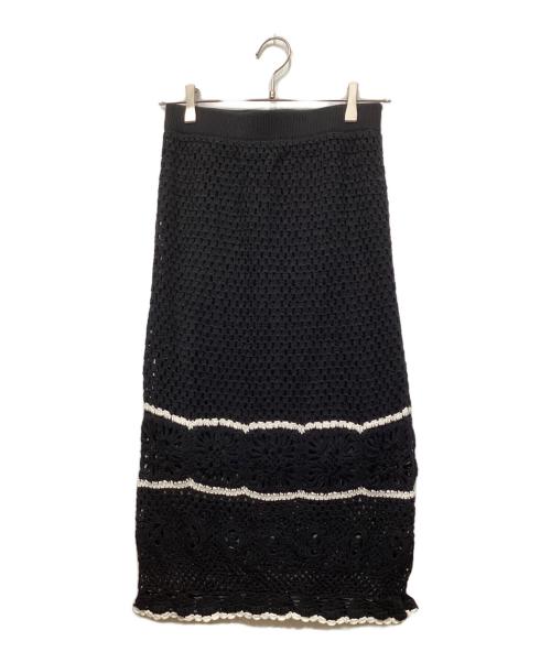 CASA FLINE（カーサフライン）CASA FLINE (カーサフライン) ハンドクロシェニットスカート ブラック サイズ:FREEの古着・服飾アイテム