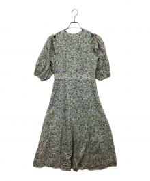 La boutique BonBon（ラブティックボンボン）の古着「小花プリントスリットショルダーワンピース」｜グリーン