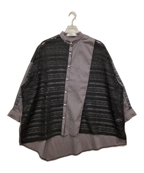 blanc basque（ブランバスク）BLANC basque (ブランバスク) レース切替アシンメトリーシャツ ブラック サイズ:38 未使用品の古着・服飾アイテム