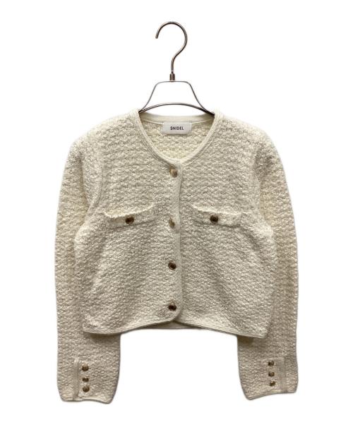 Snidel（スナイデル）Snidel (スナイデル) ツイードニットカーディガン ホワイト サイズ:Freeの古着・服飾アイテム