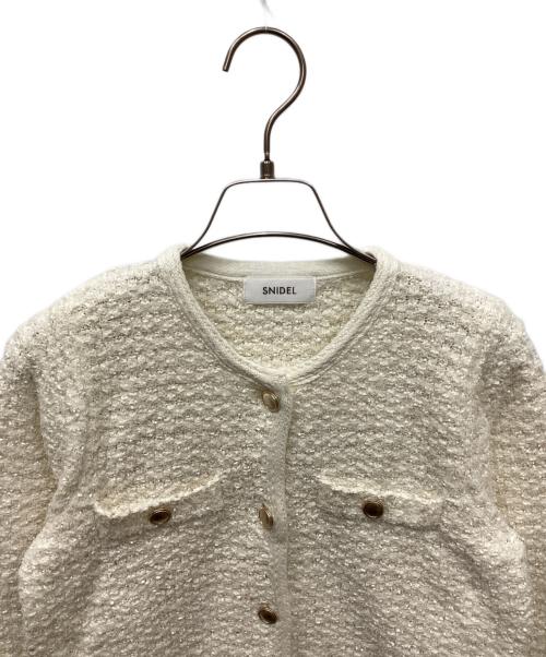 Snidel（スナイデル）Snidel (スナイデル) ツイードニットカーディガン ホワイト サイズ:Freeの古着・服飾アイテム