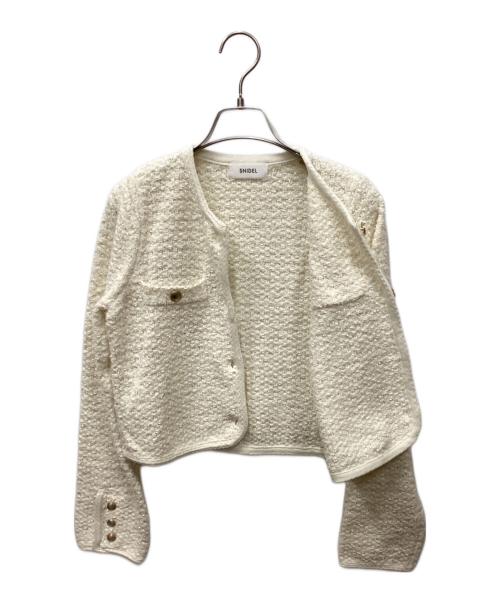 Snidel（スナイデル）Snidel (スナイデル) ツイードニットカーディガン ホワイト サイズ:Freeの古着・服飾アイテム