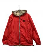 BURBERRYバーバリー）の古着「リバーシブルヴィンテージチェックフーデッドジャケット」｜ベージュ×レッド