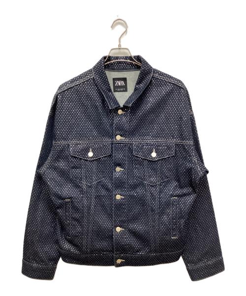ZARA（ザラ）ZARA (ザラ) ラインストーンデニムジャケット インディゴ サイズ:Lの古着・服飾アイテム
