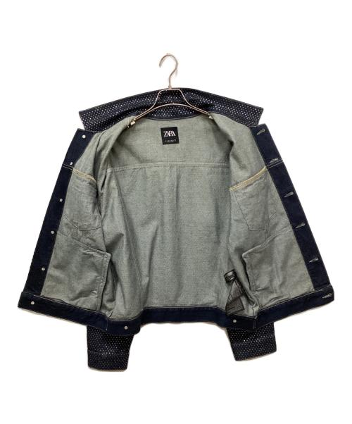 ZARA（ザラ）ZARA (ザラ) ラインストーンデニムジャケット インディゴ サイズ:Lの古着・服飾アイテム