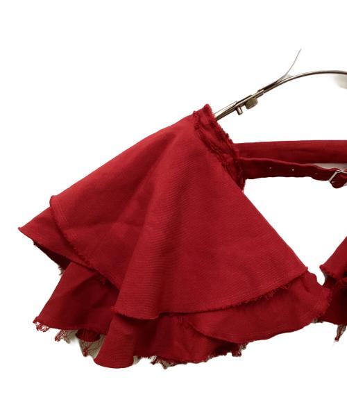 COMME des GARCONS COMME des GARCONS（コムデギャルソン コムデギャルソン）COMME des GARCONS COMME des GARCONS (コムデギャルソン コムデギャルソン) ポリエステル縮絨加工フリルデザイン付け袖 レッド サイズ:Sの古着・服飾アイテム