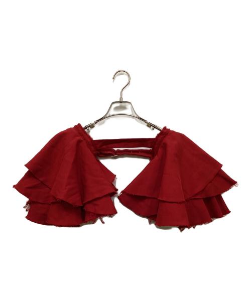 COMME des GARCONS COMME des GARCONS（コムデギャルソン コムデギャルソン）COMME des GARCONS COMME des GARCONS (コムデギャルソン コムデギャルソン) ポリエステル縮絨加工フリルデザイン付け袖 レッド サイズ:Sの古着・服飾アイテム