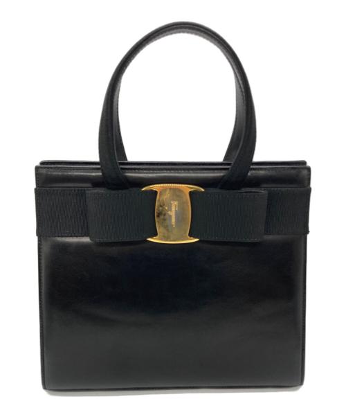Salvatore Ferragamo（サルヴァトーレ フェラガモ）Salvatore Ferragamo (サルヴァトーレ フェラガモ) ヴァラリボンハンドバッグ ブラックの古着・服飾アイテム