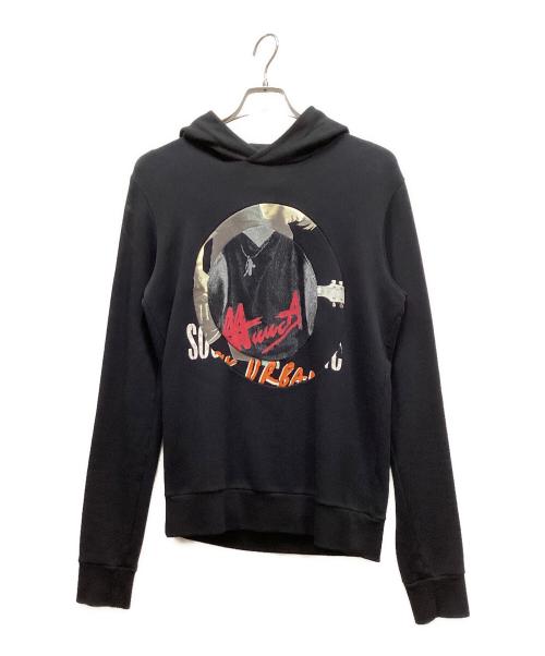 Maison Margiela（メゾンマルジェラ）Maison Margiela (メゾンマルジェラ) ロックモチーフパッチワークスウェットフーディ ブラック サイズ:44の古着・服飾アイテム