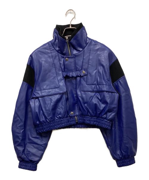 led.tokyo（レッドトーキョー）led.tokyo (レッドトーキョー) エコレザークロップドジャケット ブルー サイズ:38の古着・服飾アイテム