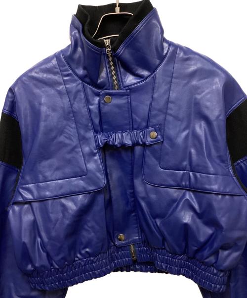 led.tokyo（レッドトーキョー）led.tokyo (レッドトーキョー) エコレザークロップドジャケット ブルー サイズ:38の古着・服飾アイテム